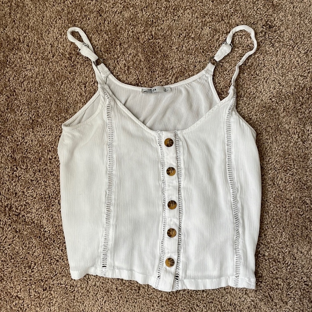 White Hollister tank top with buttons